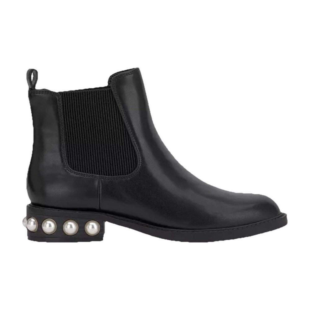 On 34th Jeovana Pearl Chelsea Booties Black Smooth Faux Leather Boots Size 6.5M